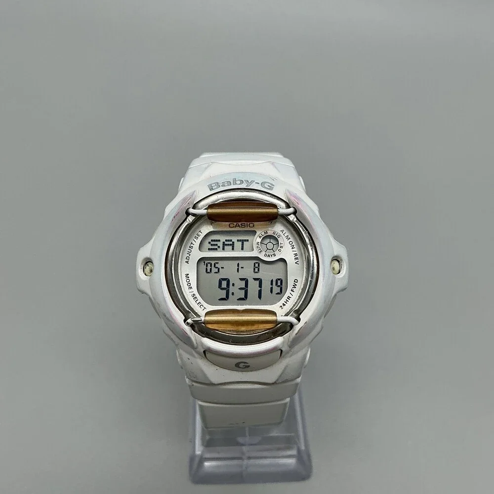 Casio Baby-G BG-169R Womens Watch 43mm White Digital Resin Alarm New Battery